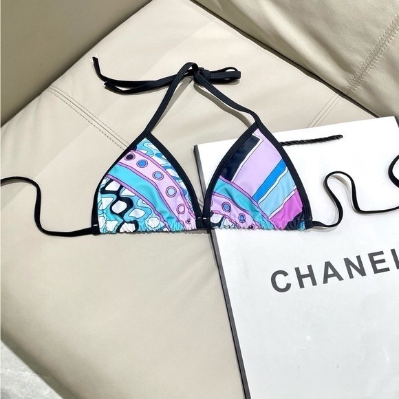 Emilio Pucci Pastel Blue & Purple Geometric Tie-Side Bikini - Picture 3 of 4